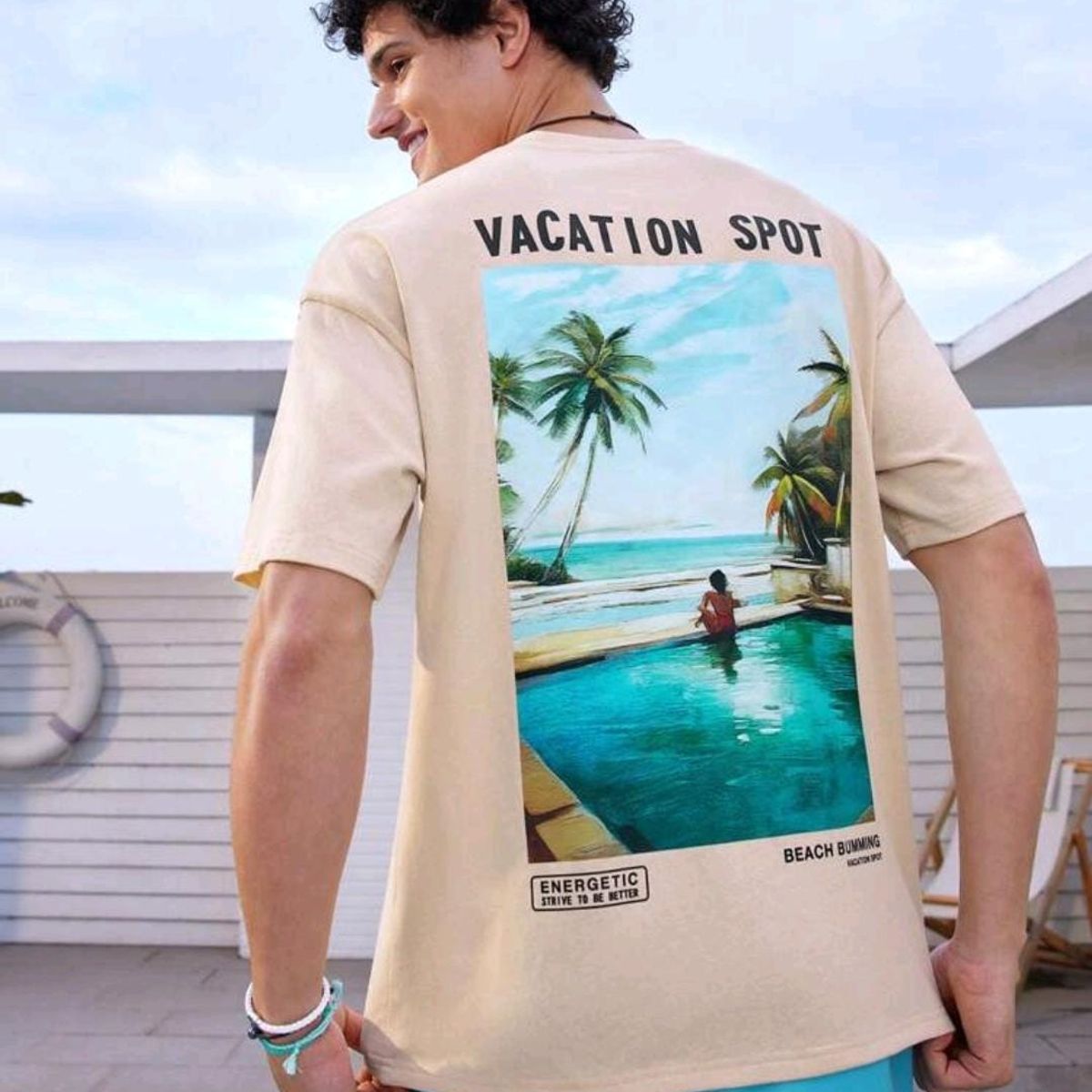 GENERICO - SHEIN Camiseta De Manga Corta Con Estampado