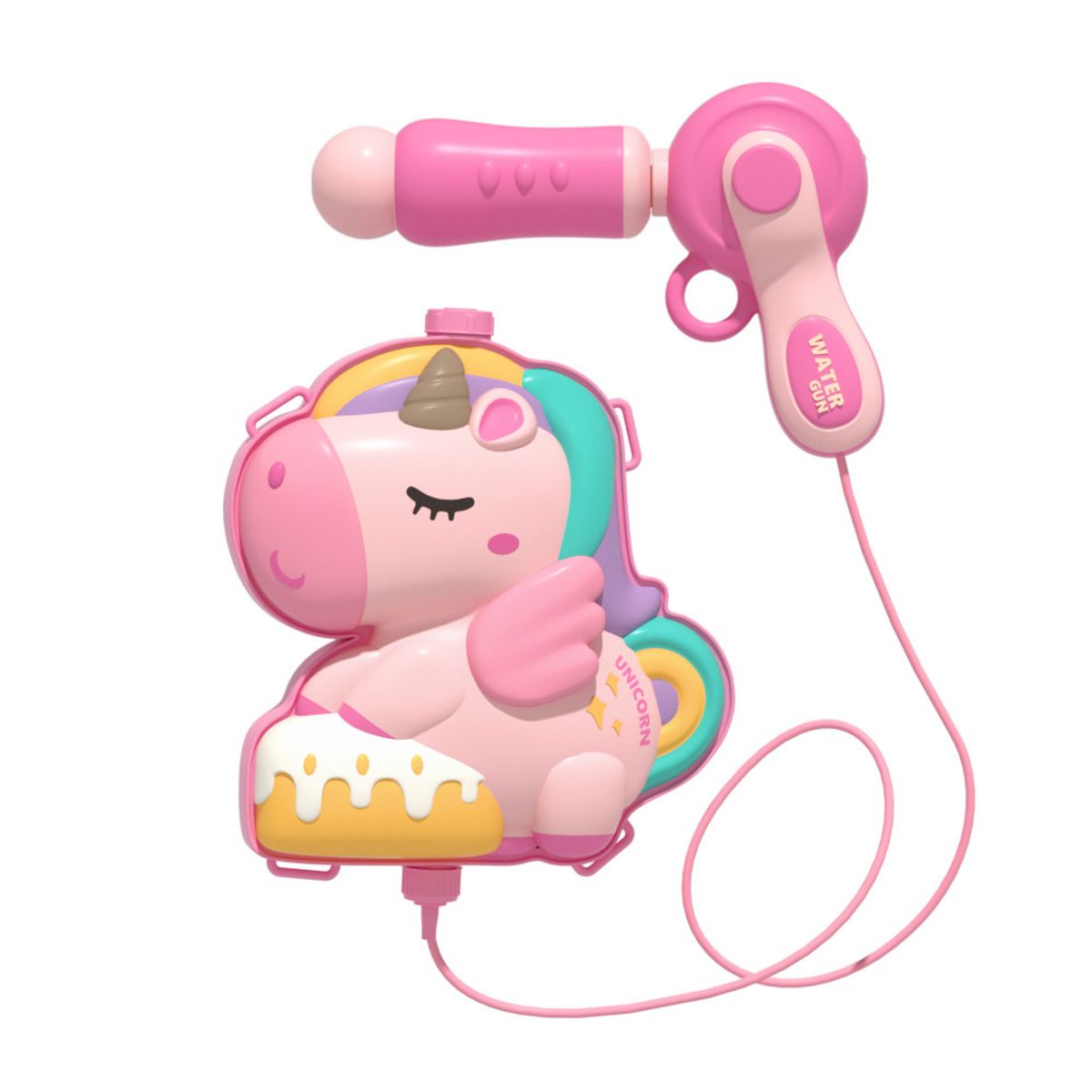 GENERICO - Mochila con pistola de agua 2 Litros  para niños unicornio