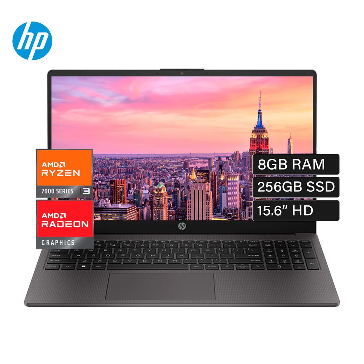 HP - Laptop Hp 255 G10, Amd Ryzen 3 7320U, 8Gb Ddr4, 256Gb Ssd, 15.6″Led, Windos 11 Pro, 81U53L