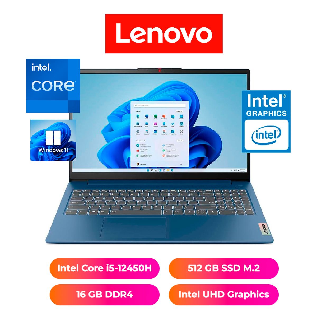 LENOVO - LAPTOP LENOVO SLIM 3 15", INTEL CORE i5-12450H, 16GB RAM, 512GB SSD - NOTEBOOK