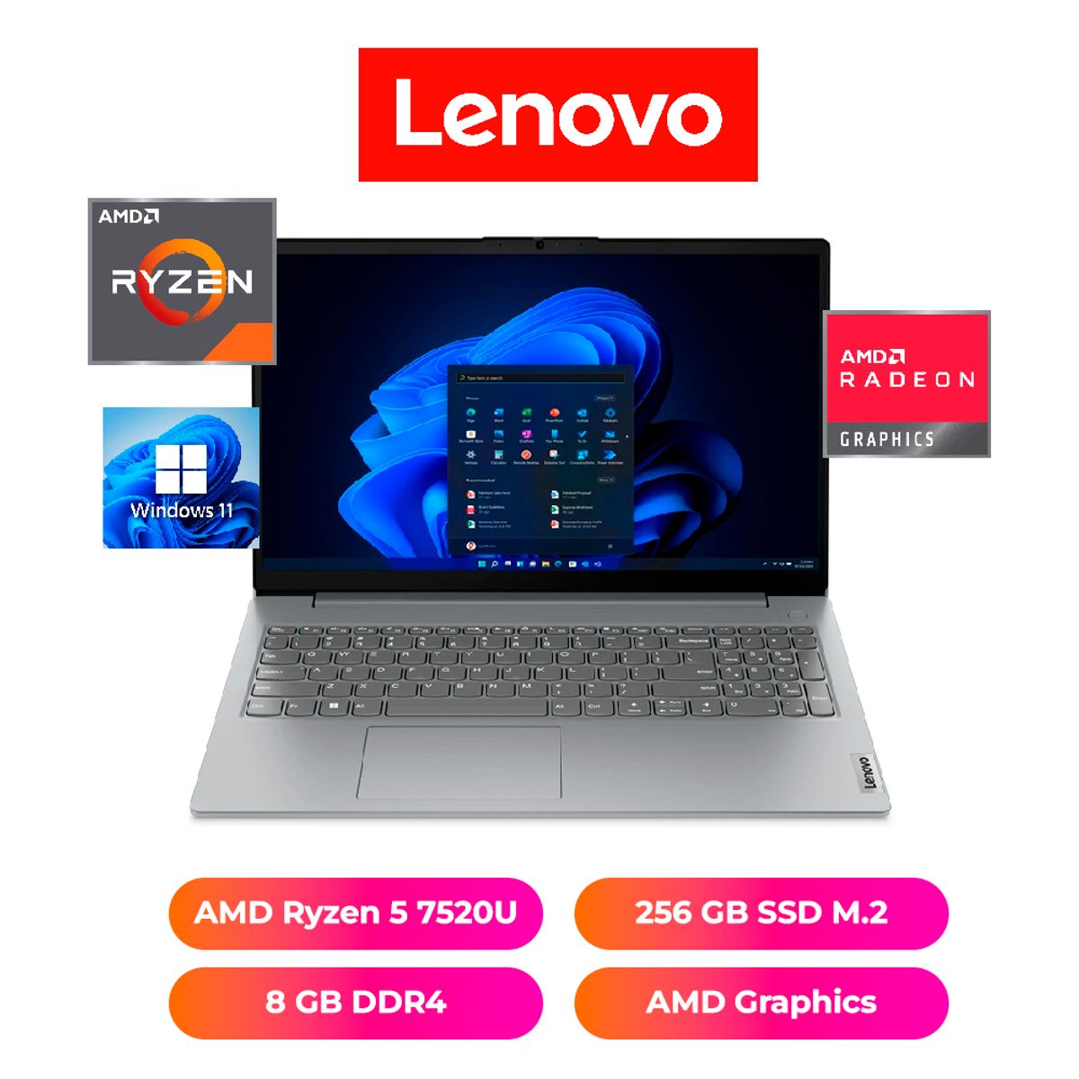 LENOVO - LAPTOP LENOVO V15 15.6", AMD RYZEN 5 7520U, 8GB RAM, 2565GB SSD - NOTEBOOK