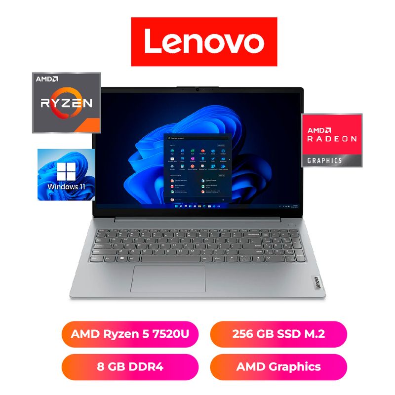 LENOVO - LAPTOP LENOVO V15 15.6", AMD RYZEN 5 7520U, 8GB RAM, 2565GB SSD - NOTEBOOK