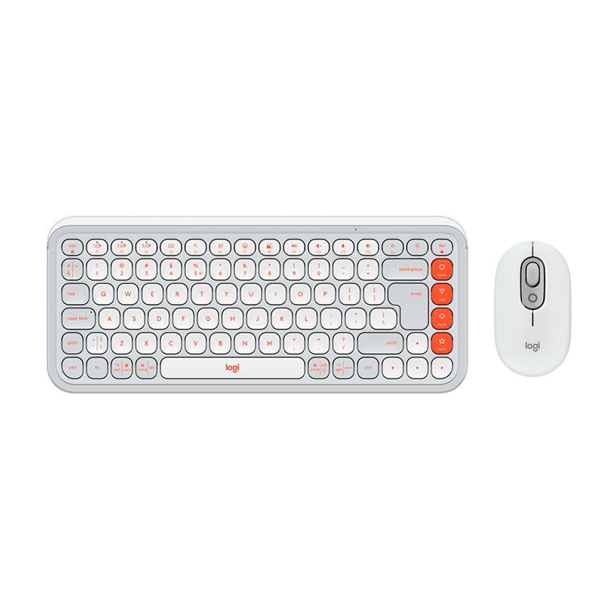 LOGITECH - Teclado + mouse Logitech POP ICON elegante Blanco con naranja
