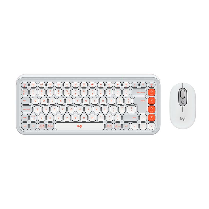 LOGITECH - Teclado + mouse Logitech POP ICON elegante Blanco con naranja
