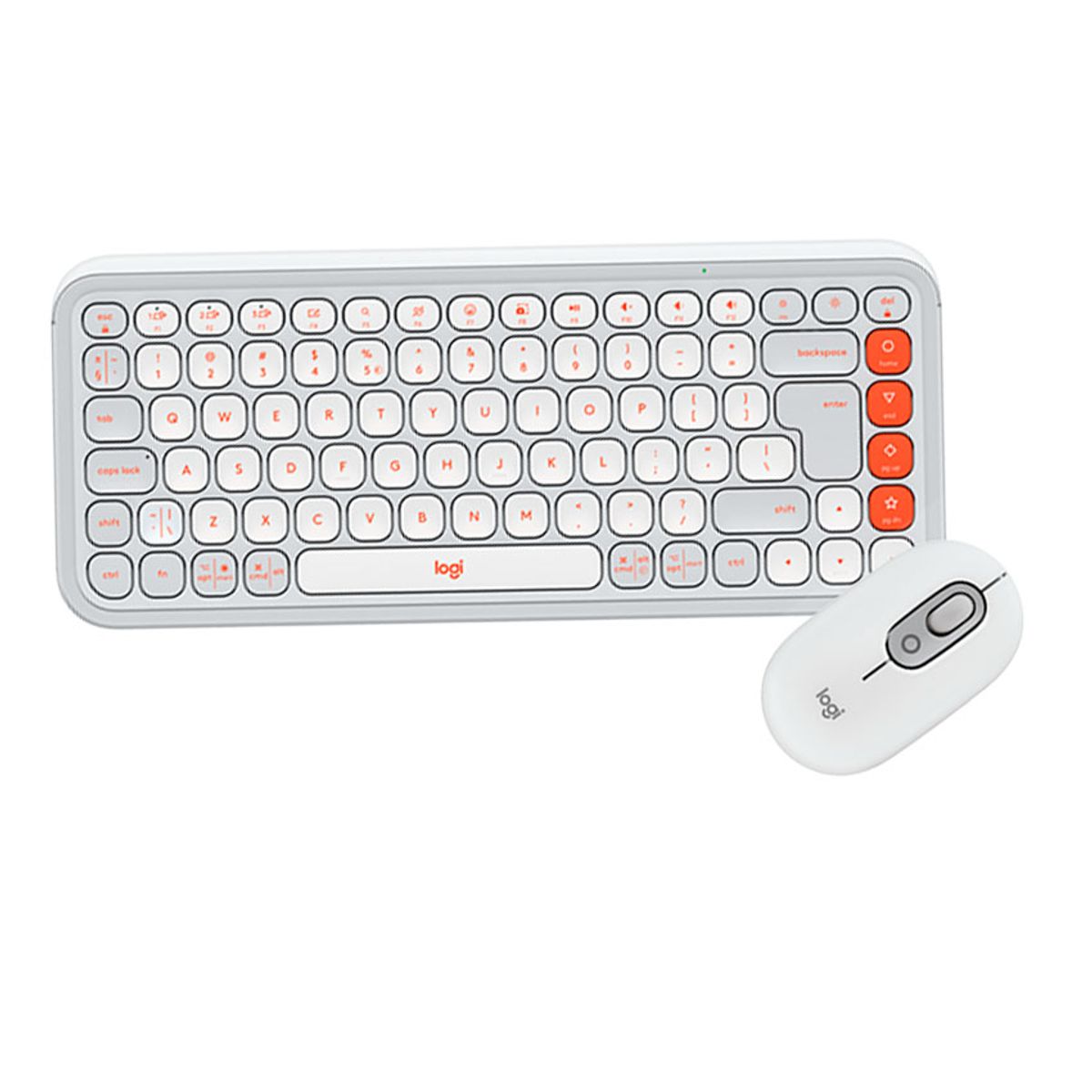 LOGITECH - Teclado + mouse Logitech POP ICON elegante Blanco con naranja