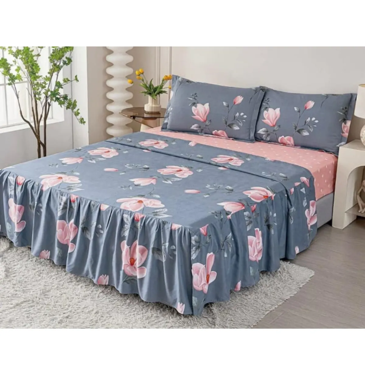 VENEZIA - JUEGO DE SÁBANAS CON BLONDA CALIFORNIA