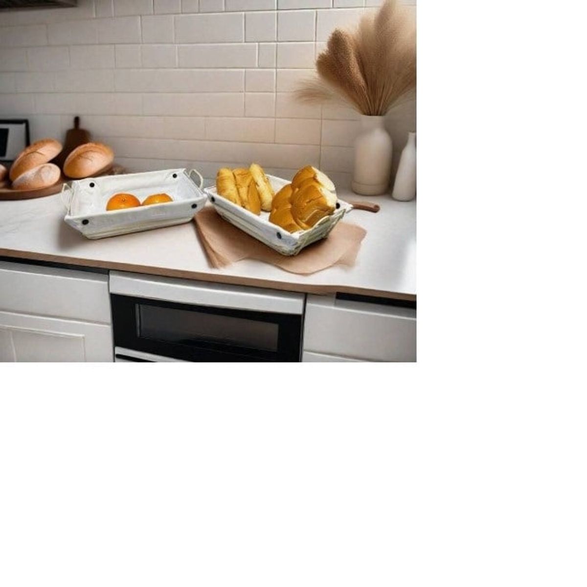 GENERICO - Panera Rectangular de Metal y Tela Cesta A1