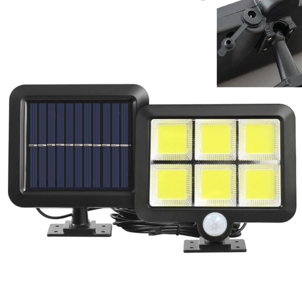 GENERICO - Lampara Reflector Luz LED para Exteriores Panel Solar con Cable