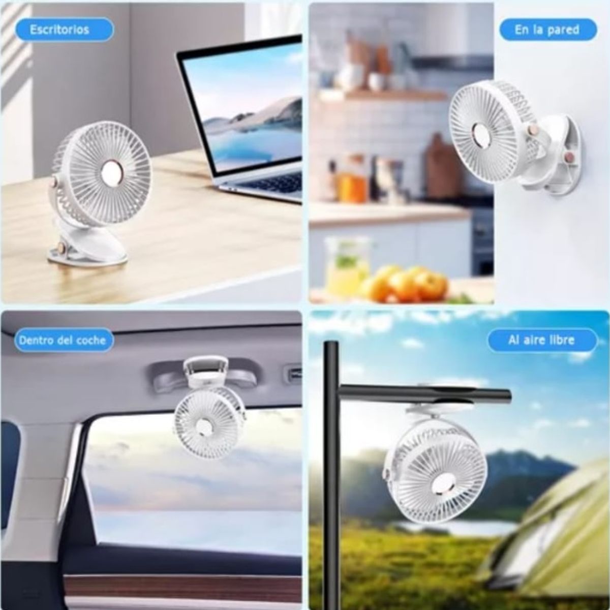 GENERICO - Ventilador portátil recargable con clip sujetable multifuncional