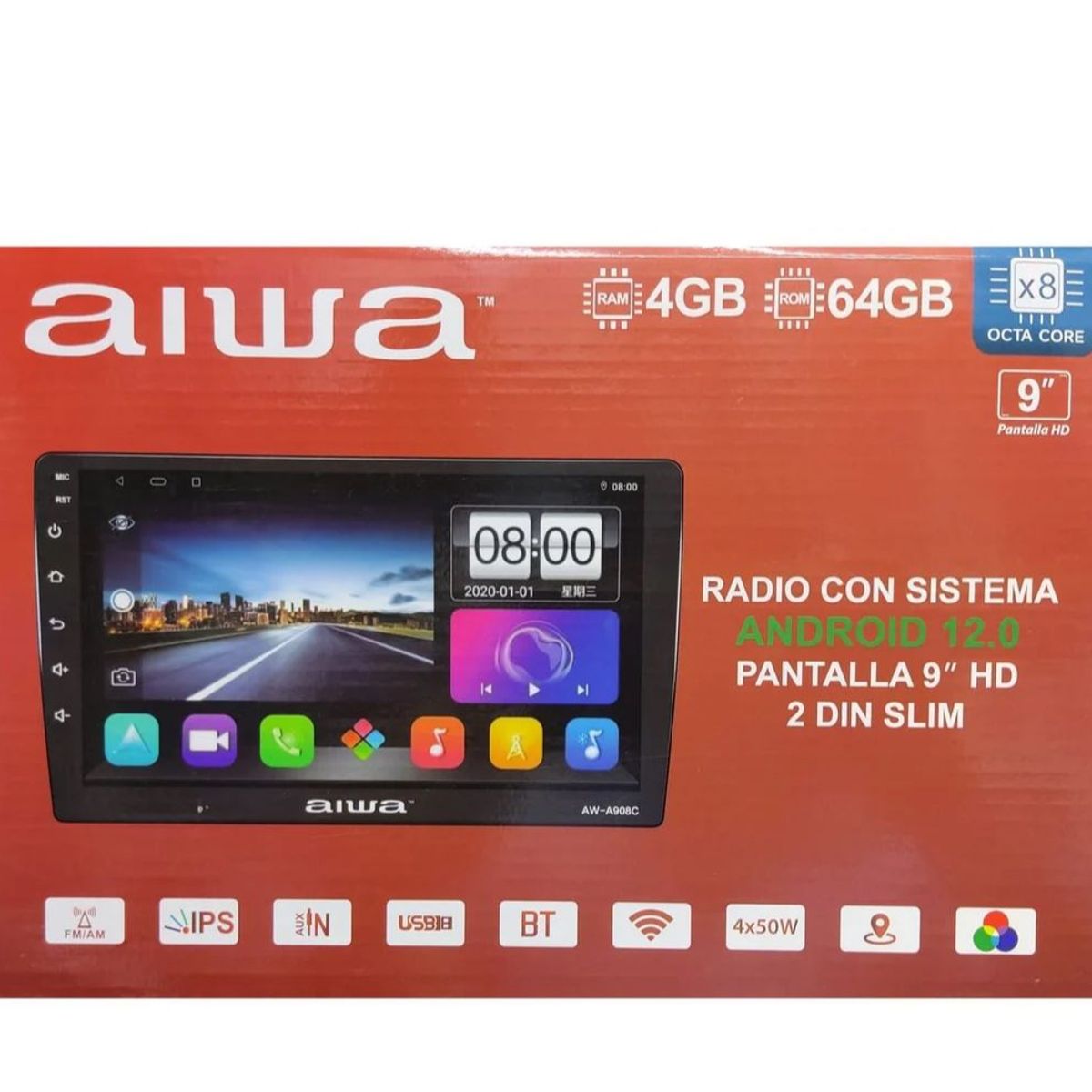 AIWA - Autoradio Aiwa Android 12.0 2 Din HD 9'' WIFI GPS 4GB+64GB