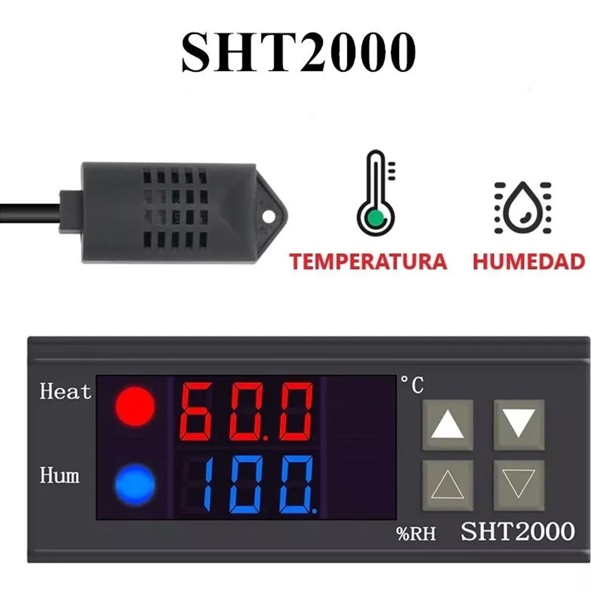 GENERICO - CONTROLADOR TERMOSTATO SHT2000 HUMEDAD Y TEMPERATURA