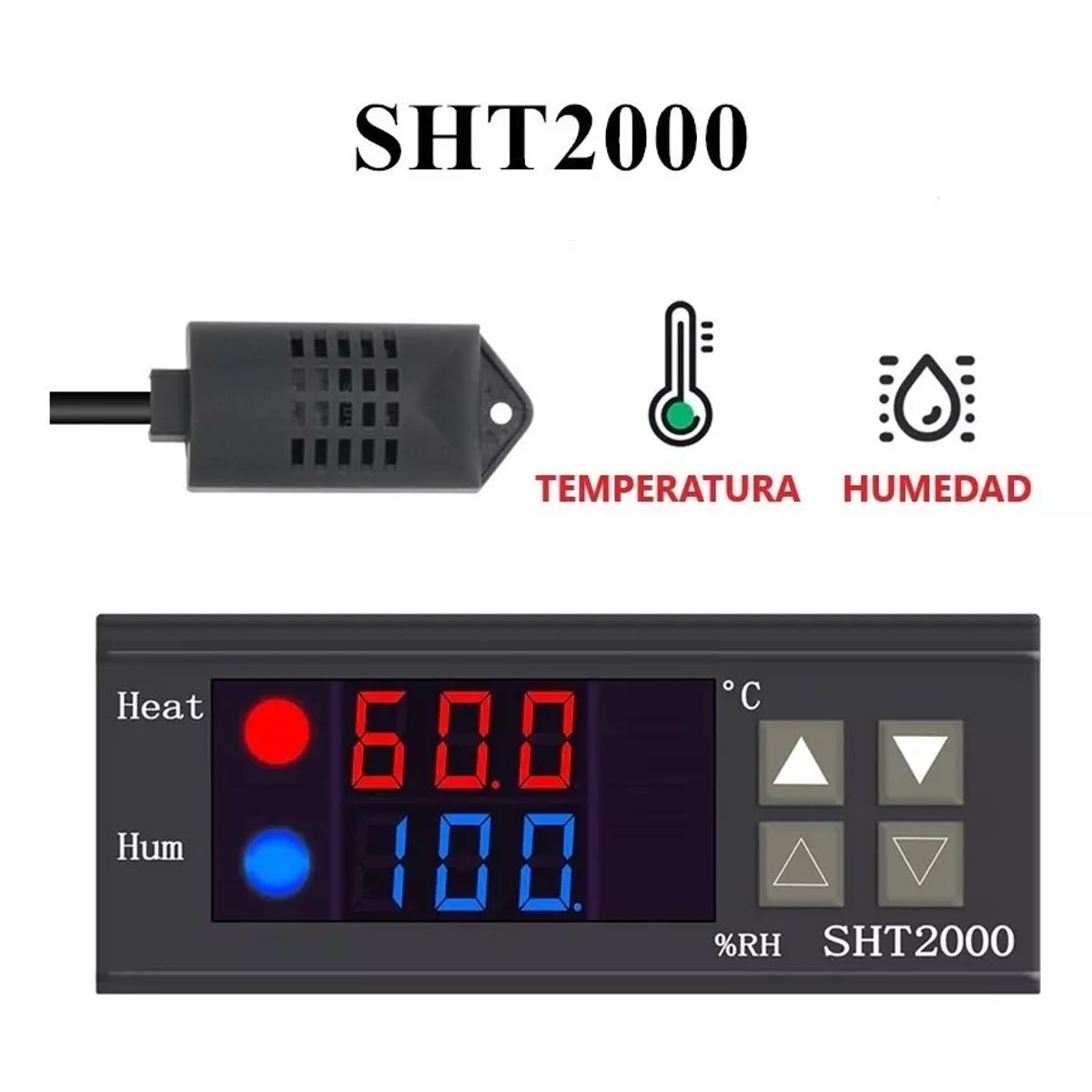 GENERICO - CONTROLADOR TERMOSTATO SHT2000 HUMEDAD Y TEMPERATURA