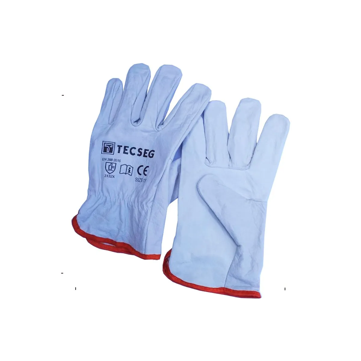 GENERICO - Guantes de Cuero Badana Blanco AS010 TECSEG Talla 10