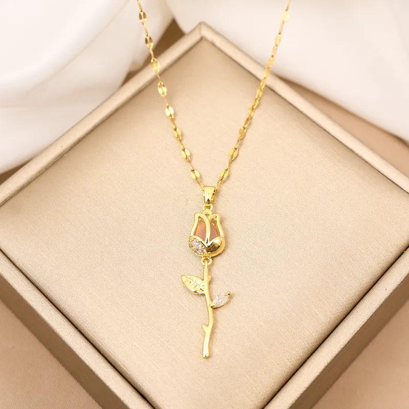 GENERICO - Collar de Tulipán Rosado - Diseño Delicado y Sofisticado para Mujeres