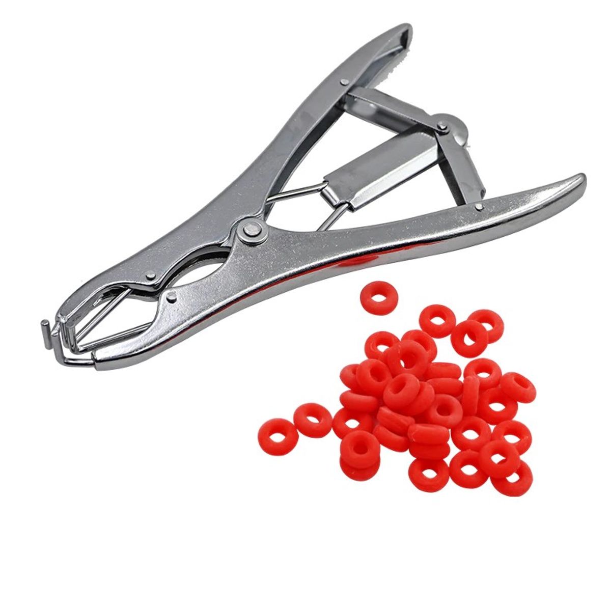 GENERICO - KIT ELASTRADOR PARA CASTRACIÓN DE OVEJAS CERDOS + 25 LIGAS