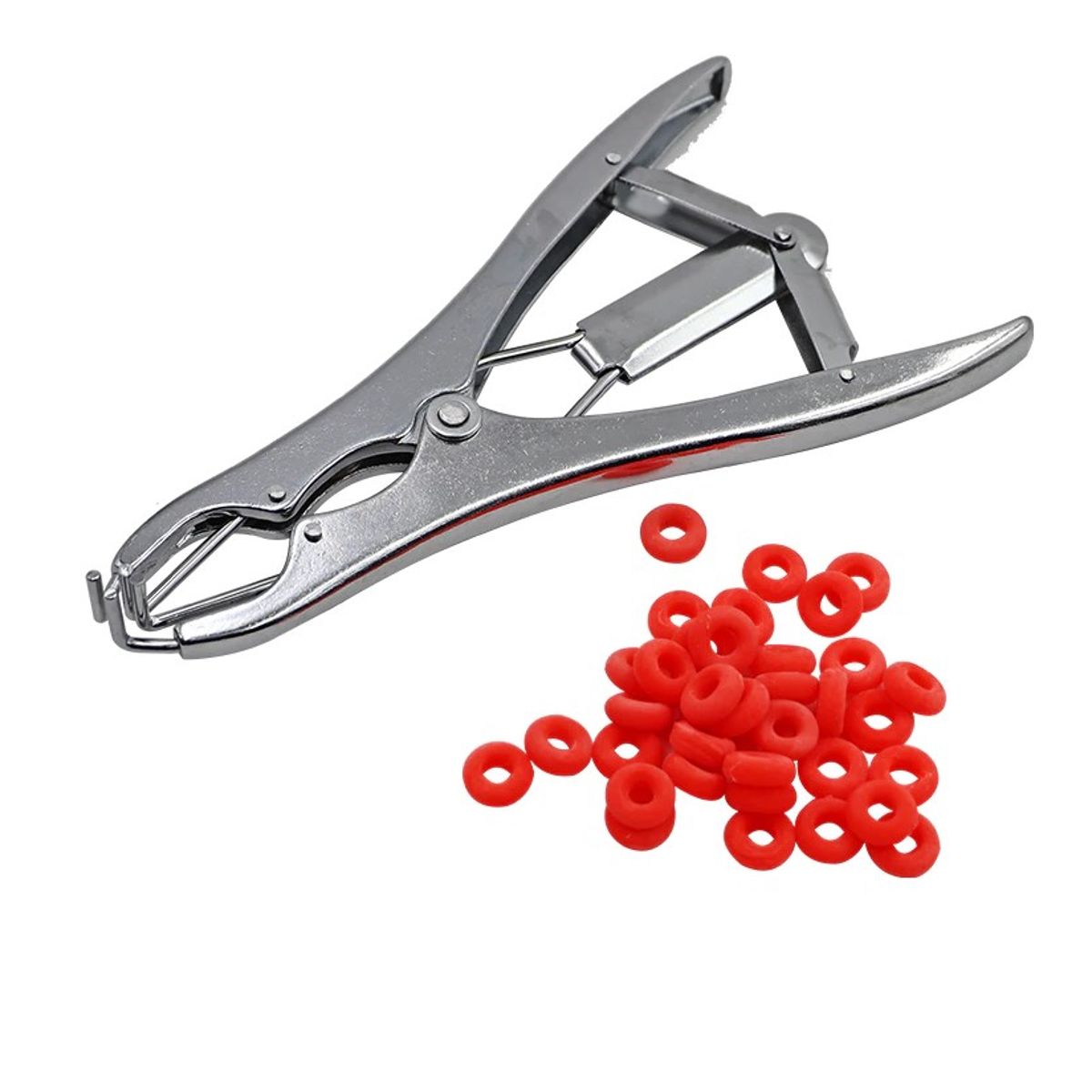 GENERICO - KIT ELASTRADOR PARA CASTRACIÓN DE OVEJAS CERDOS + 25 LIGAS