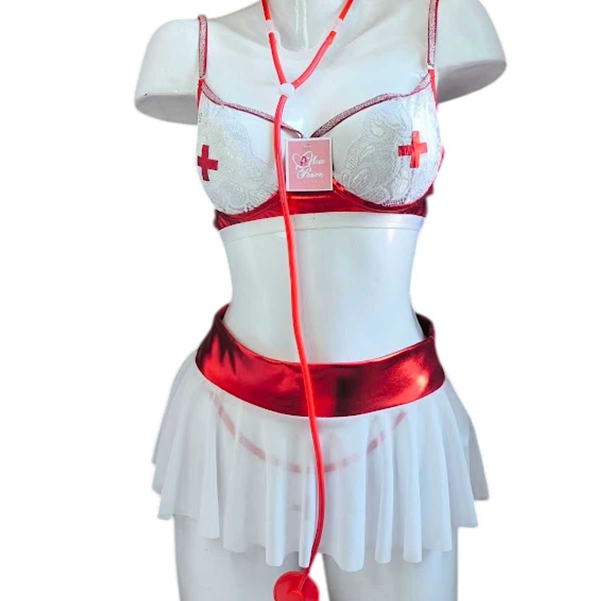 GENERICO - DISFRAZ DE ENFERMERA LENCERIA PORTALIGAS