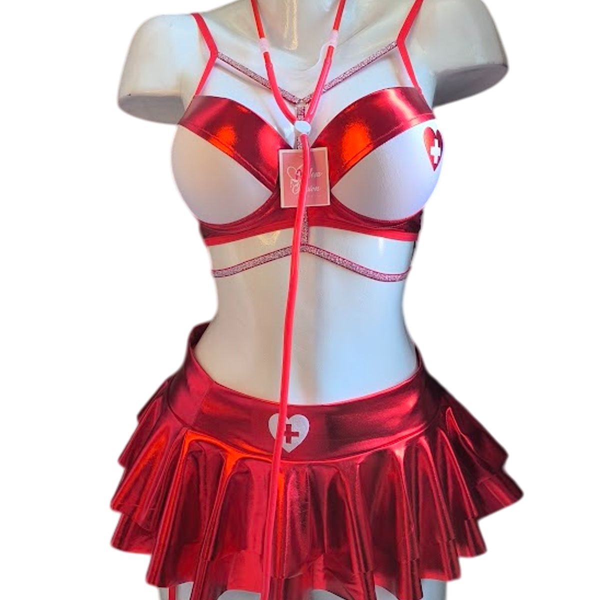 GENERICO - DISFRAZ DE ENFERMERA LENCERIA SEXY PORTALIGAS