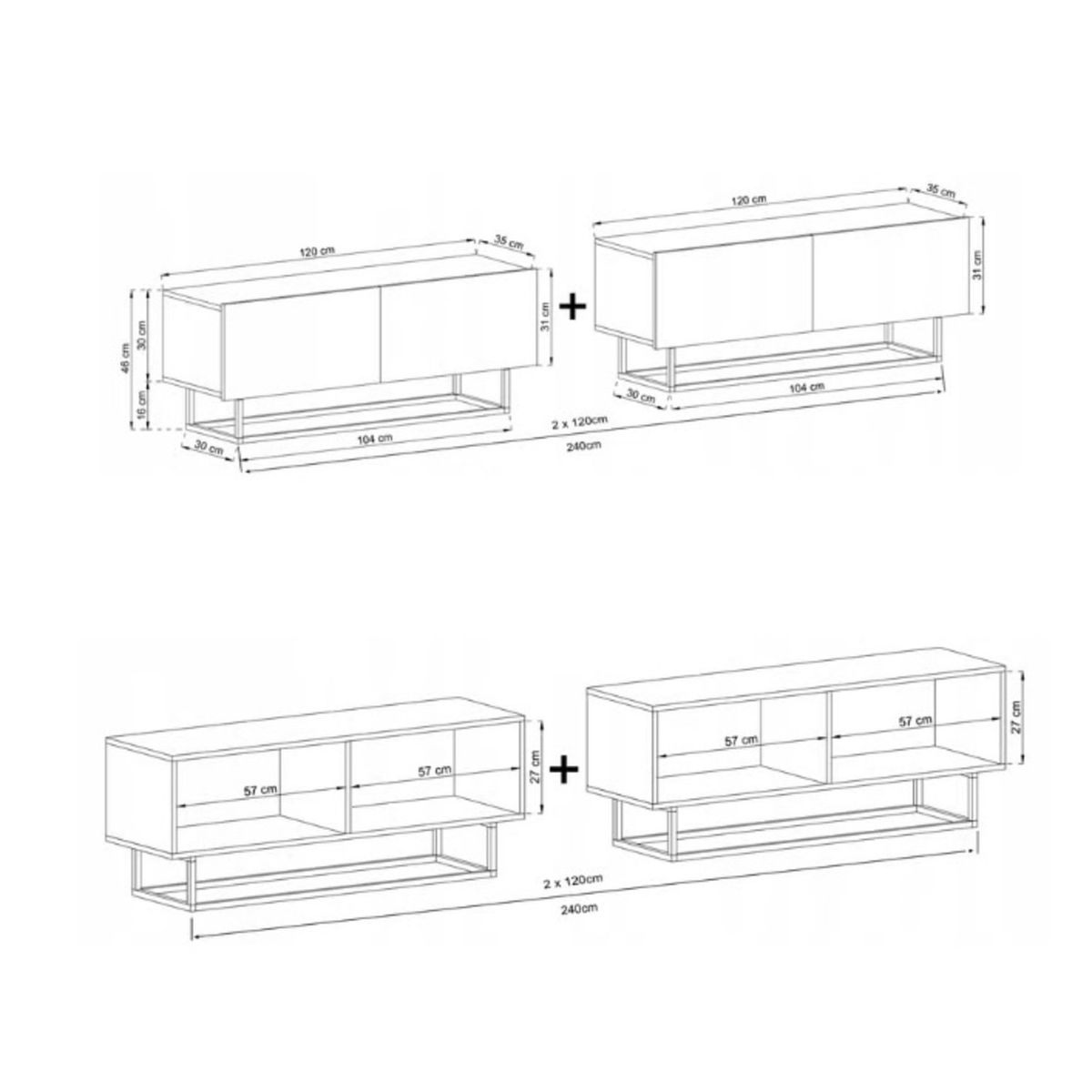 GENERICO - Mesa de TV Moderna Tupac Grafito R&R MUEBLES