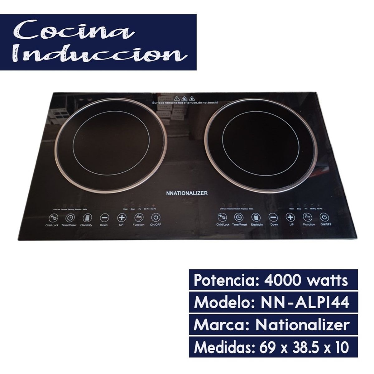 NATIONALIZER - Cocina de Inducción Doble Hornilla Nationalizer 2400 + 2400 Watts CI-4256