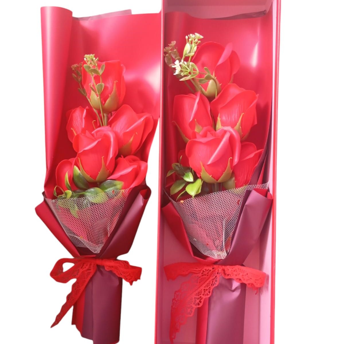 GENERICO - Ramo de Rosas Artificiales 6 Rosas Rojas