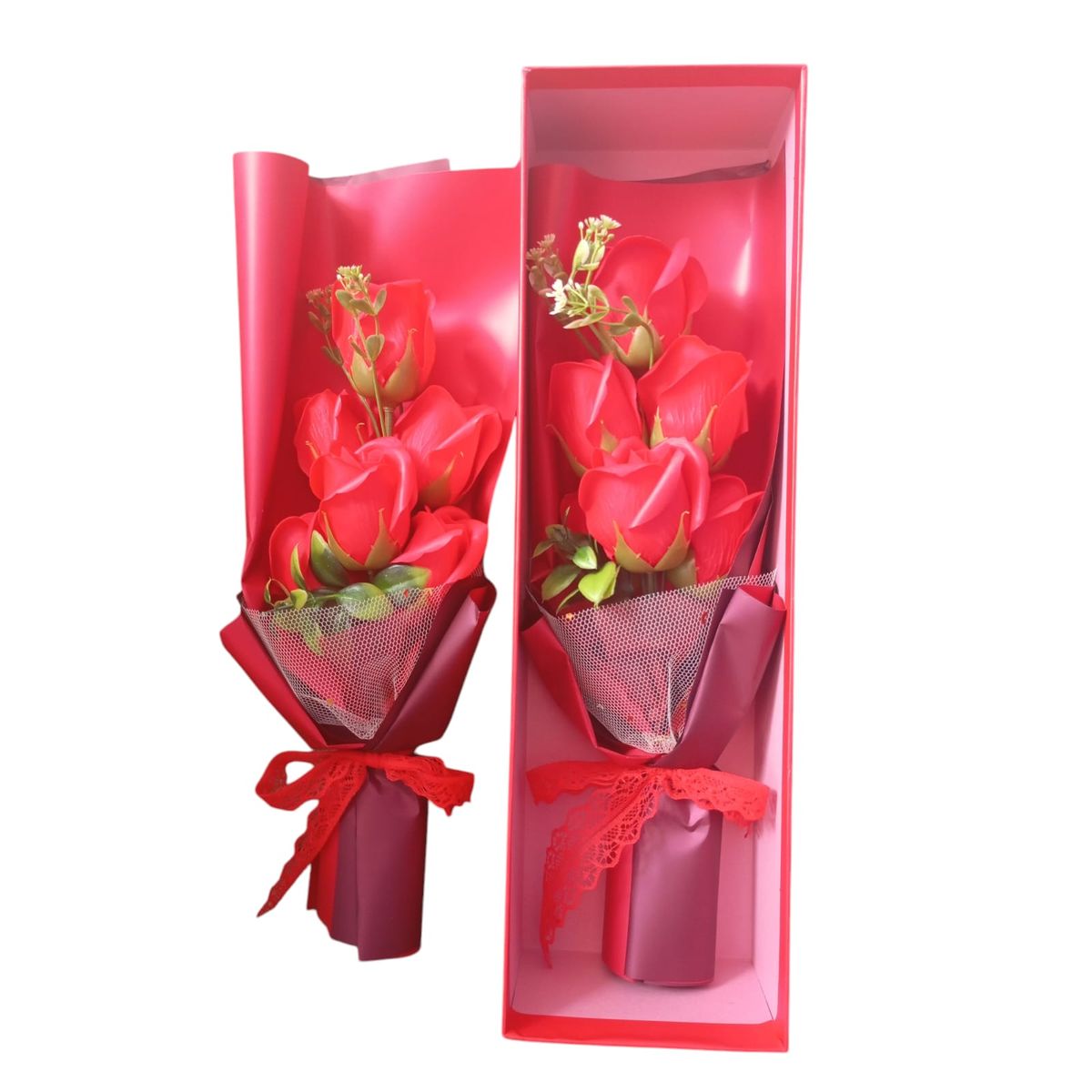 GENERICO - Ramo de Rosas Artificiales 6 Rosas Rojas