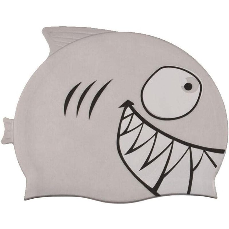 GENERICO - Gorro de Natación para Niños Silicona Modelo tiburón Gris