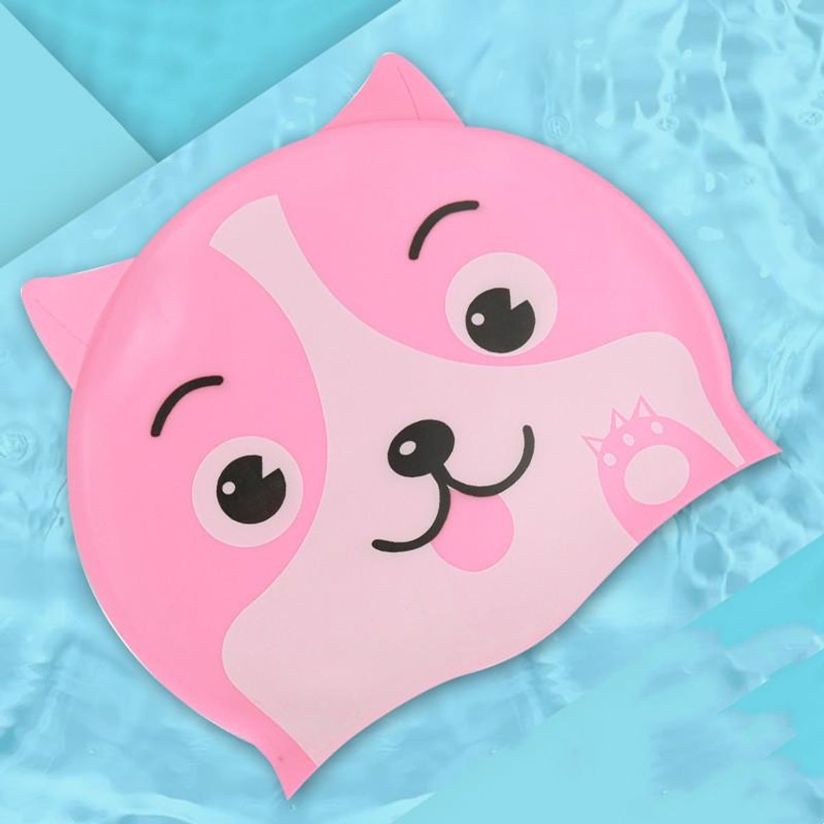 GENERICO - Gorro de Natación para Niños Silicona Modelo Perro Rosa