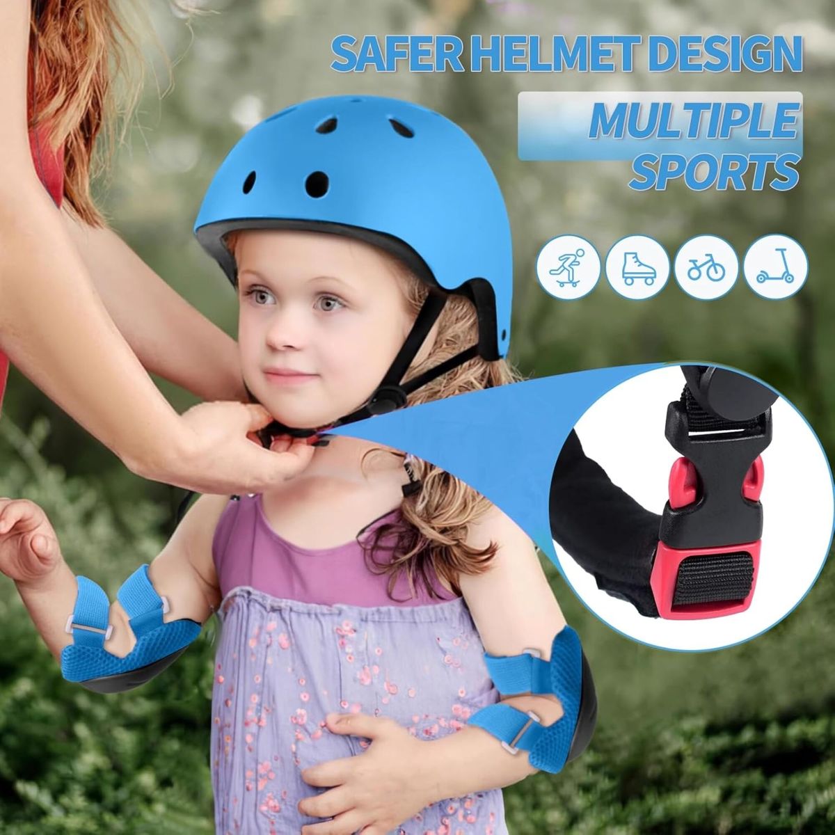 PAPAISON - Casco Protección Patines Skate Scooter - Celeste - Talla S