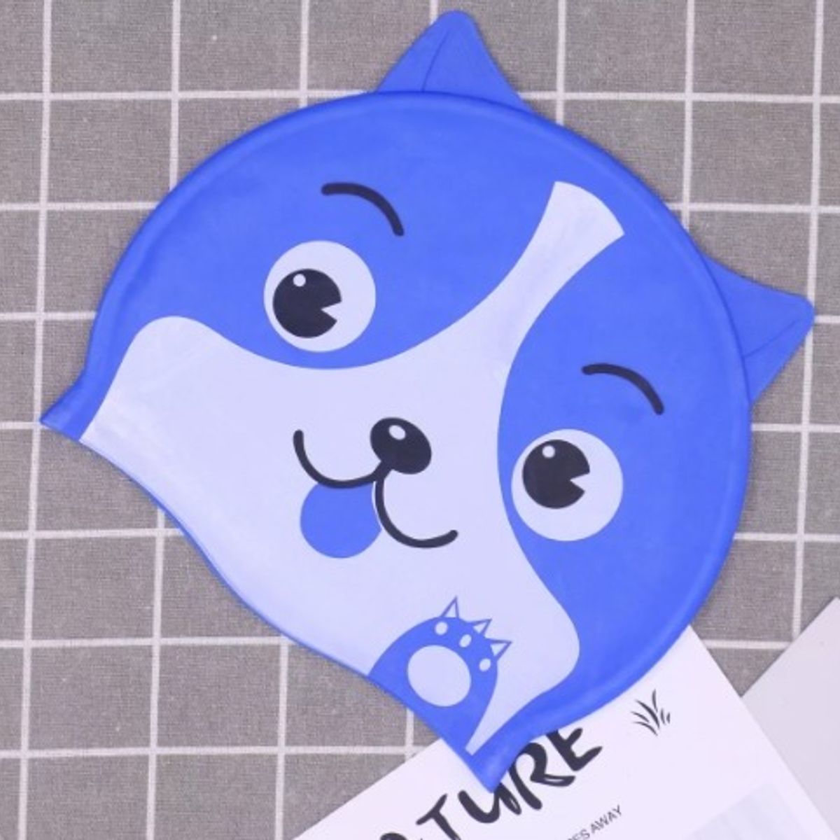 GENERICO - Gorro de Natación para Niños Silicona Modelo Perro Azul