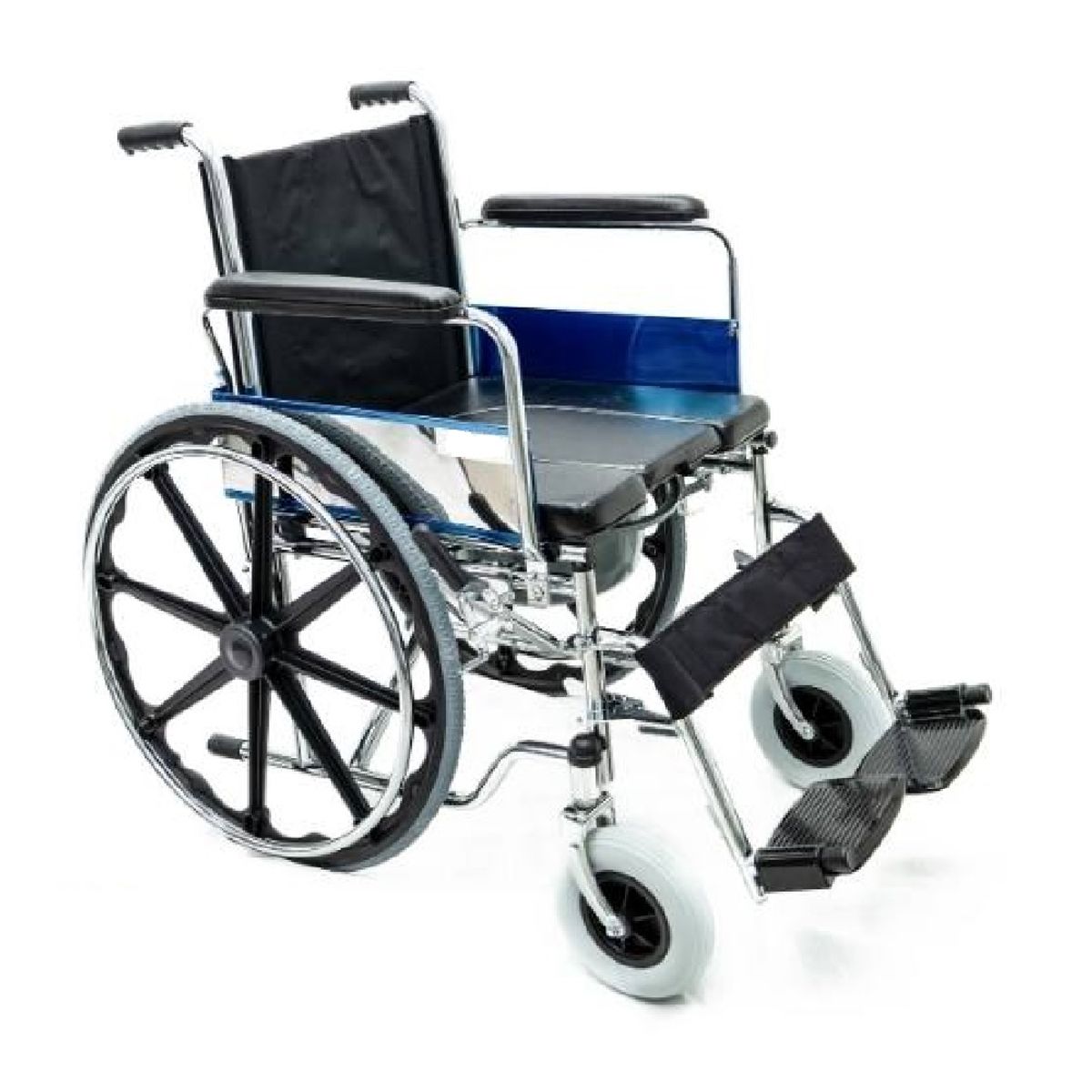 GENERICO - Silla de Ruedas con Sanitario Cromada Aros Pvc Importada