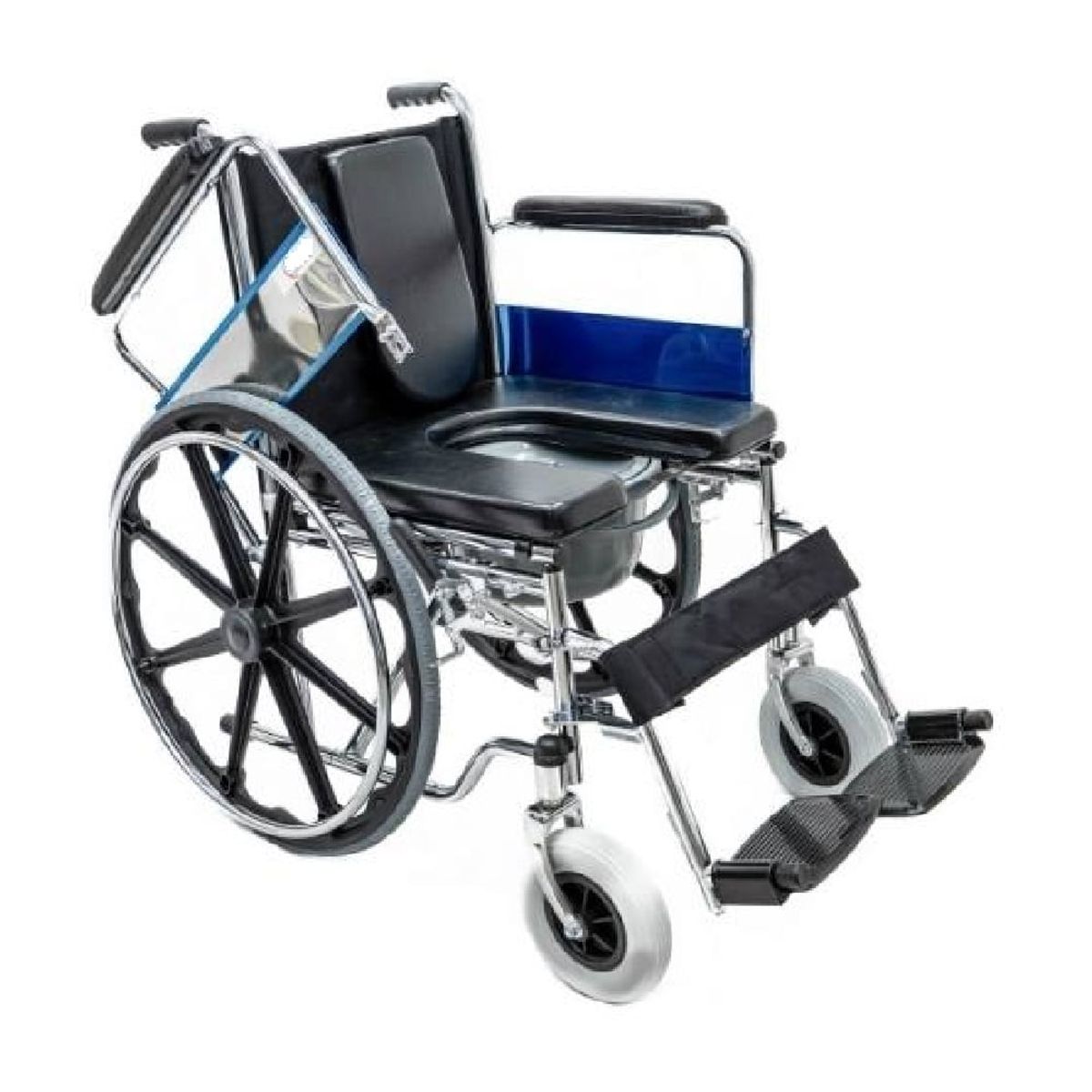 GENERICO - Silla de Ruedas con Sanitario Cromada Aros Pvc Importada