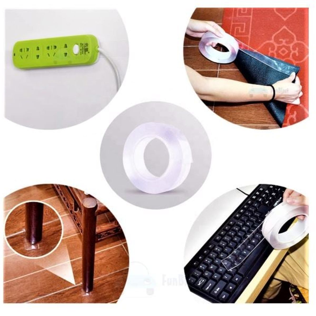 GENERICO - Cinta adhesiva transparente de doble cara resistente