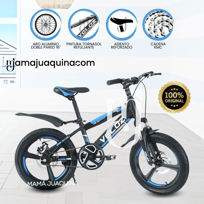 VELOX - Bicicleta Para Niño Aro 16 «PALMEIRA  ASPA»  Blue