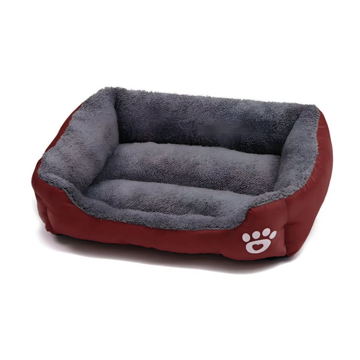 S&T - Cama Para Perros Antideslizante Rectangular Guinda - Talla M