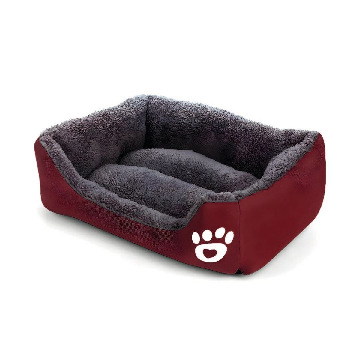 S&T - Cama Para Perros Antideslizante Rectangular Guinda - Talla M