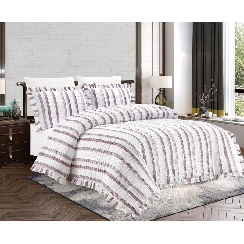 GENERICO - JUEGO DE CAMA UVA 7 PIEZAS CON BLONDAS 2 PLAZAS - HAIRIFON TEX