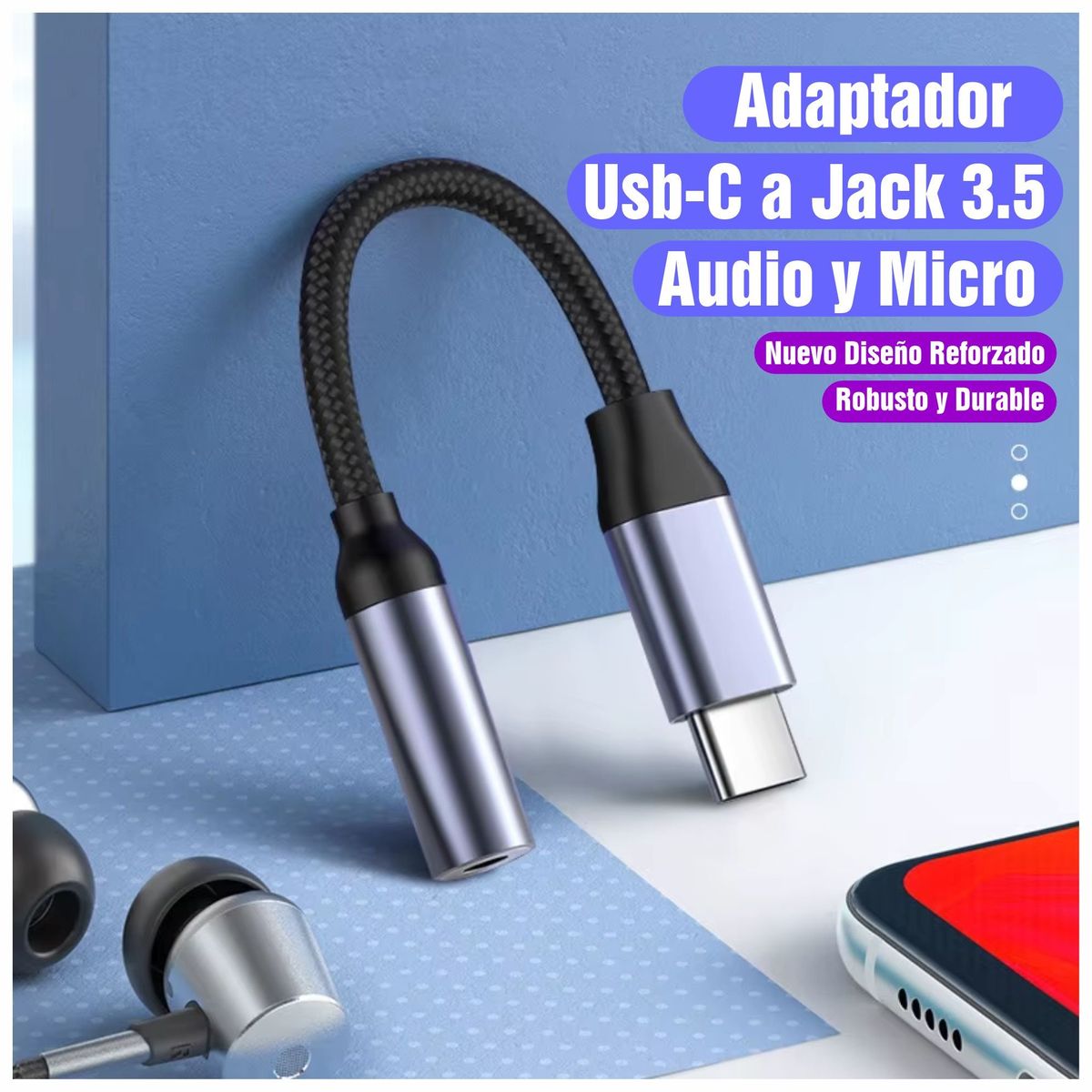 GENERICO - Adaptador Convertidor Usb C a Auxiliar Jack 3.5 Audio Micro Resistente
