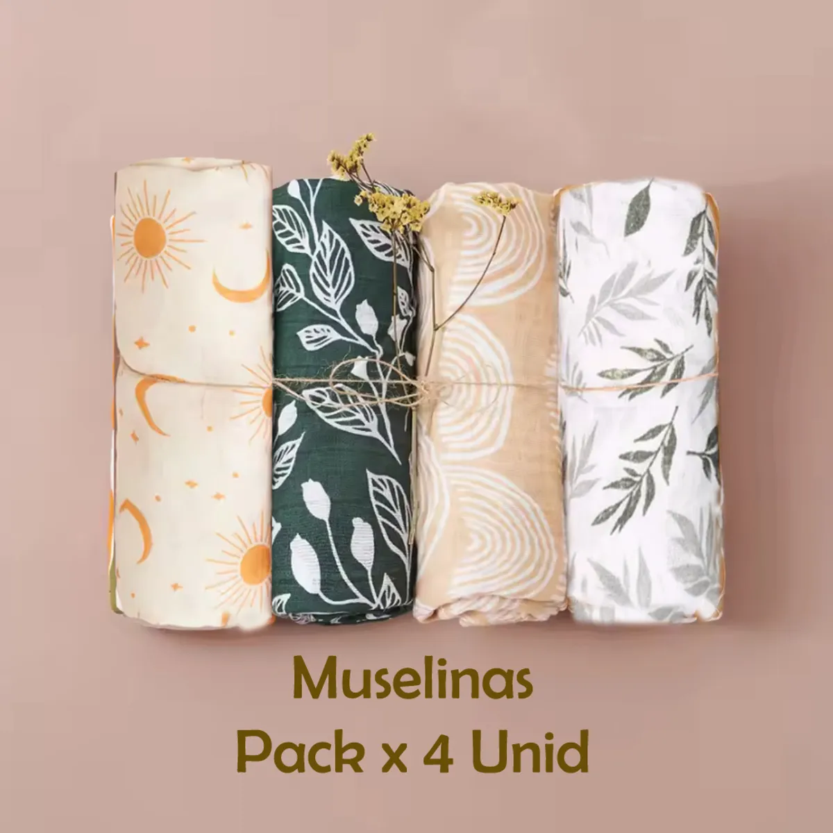 GENERICO - Manta Muselina para Bebé Algodón y Bambú Pack x 4 Unidades