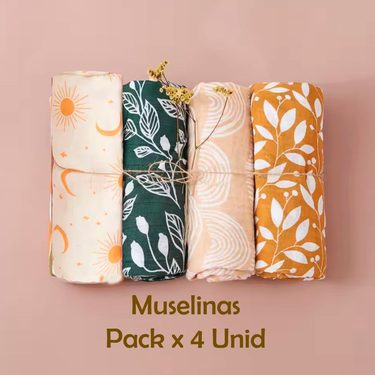 GENERICO - Manta Muselina para Bebé Algodón y Bambú Pack x 4 Unidades