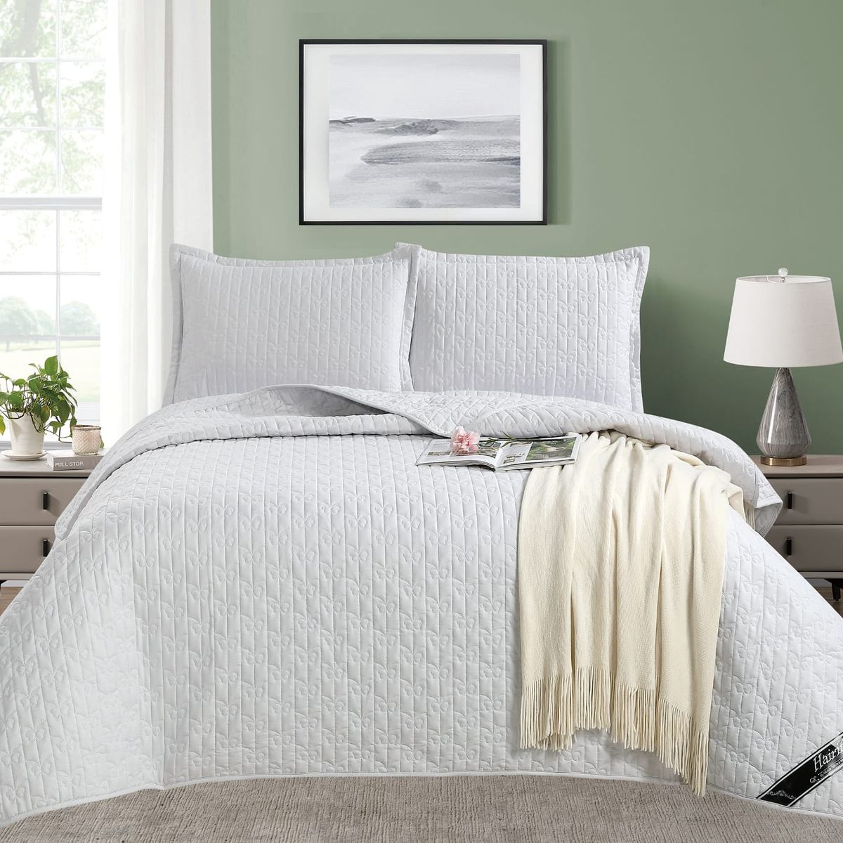 GENERICO - CUBRECAMA COLOR CENIZO 2 PLAZAS - HAIRIFON TEX