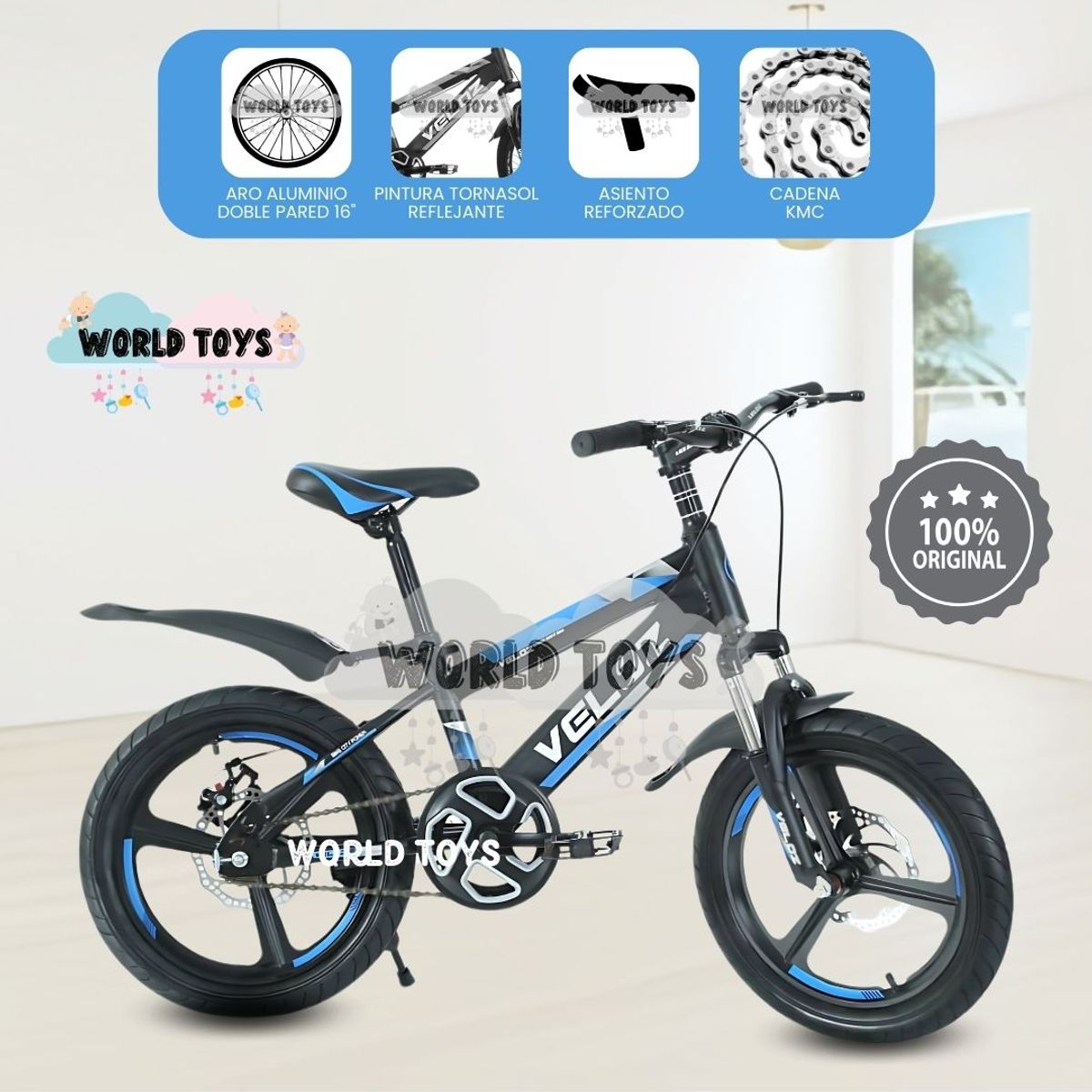 VELOX - Bicicleta Para Niño Aro 16 «PALMEIRA  ASPA» Blue