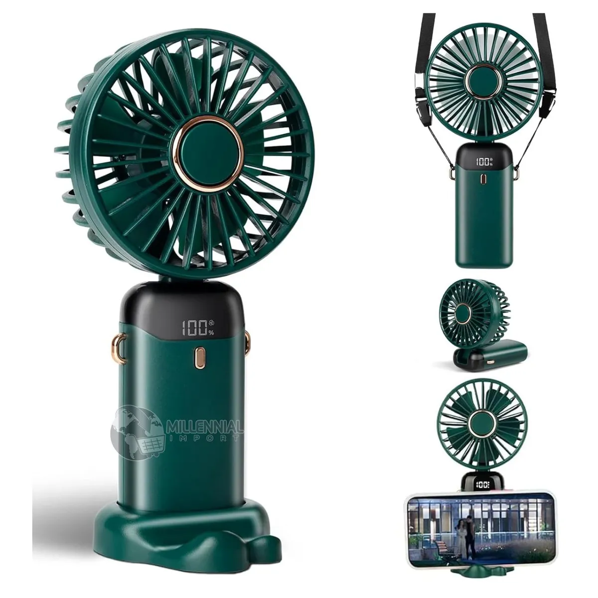 GENERICO - Ventilador Portátil de 5 Velocidades con Base y Pantalla Led