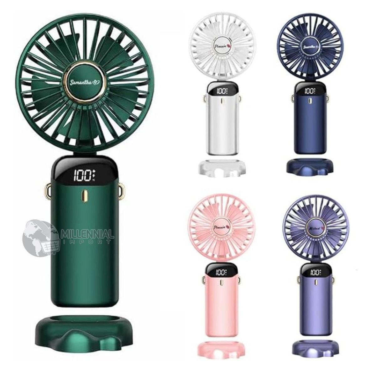 GENERICO - Ventilador Portátil De Mano Recargable De 5 Velocidades Con Base