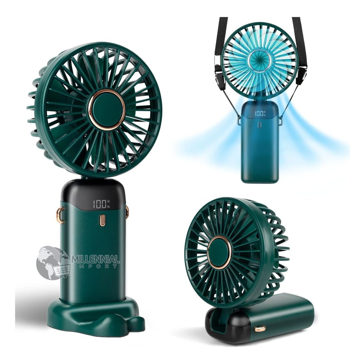 GENERICO - Ventilador Portátil De Mano Recargable De 5 Velocidades Con Base