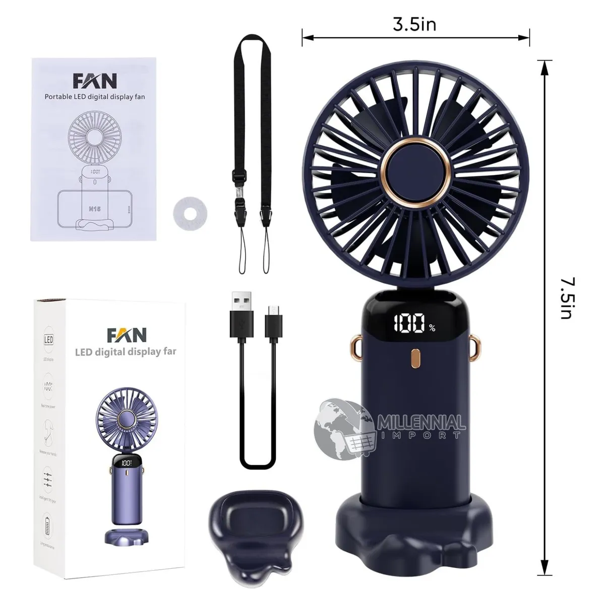 GENERICO - Ventilador De Mano Con Función Recargable Con Base