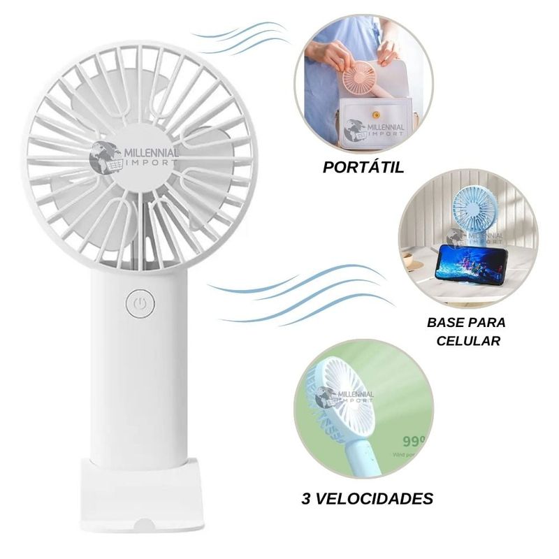 GENERICO - Mini Ventilador De Mano Recargable Con USB Con Base