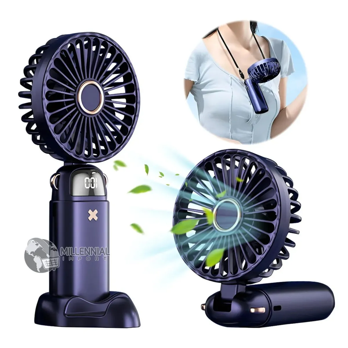 GENERICO - Mini Ventilador De Mano Recargable Con USB Con Base