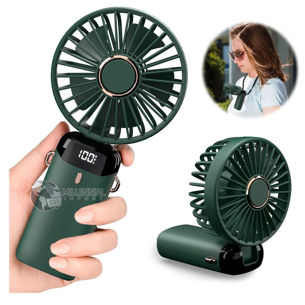 GENERICO - Ventilador Portátil Recargable De Mano Con Base de 5 Velocidades
