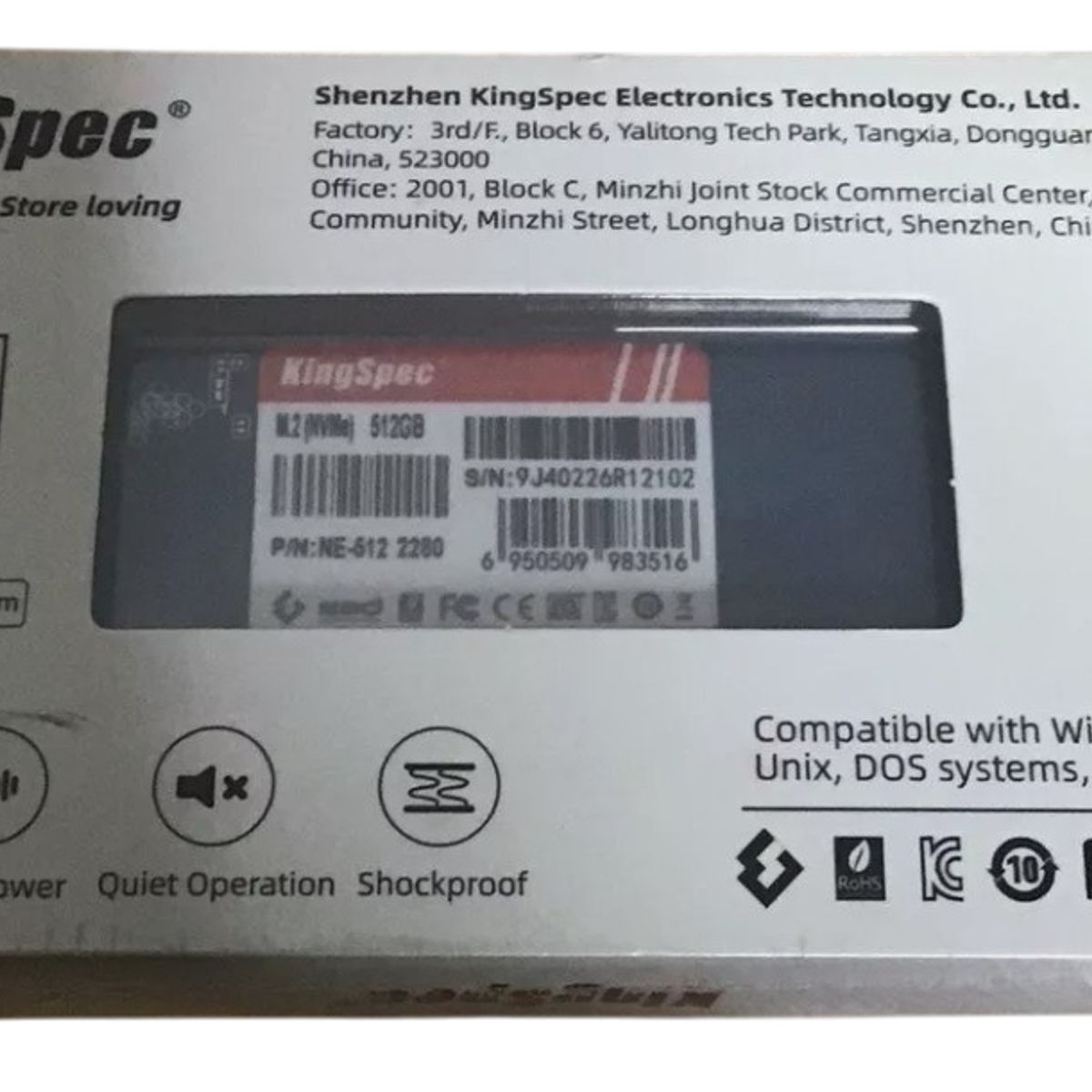 KINGSPEC - DISCO SOLIDO SSD M.2 NVME 2242 PCIe Gen.3 x4 SSD 512GB KINGSPEC